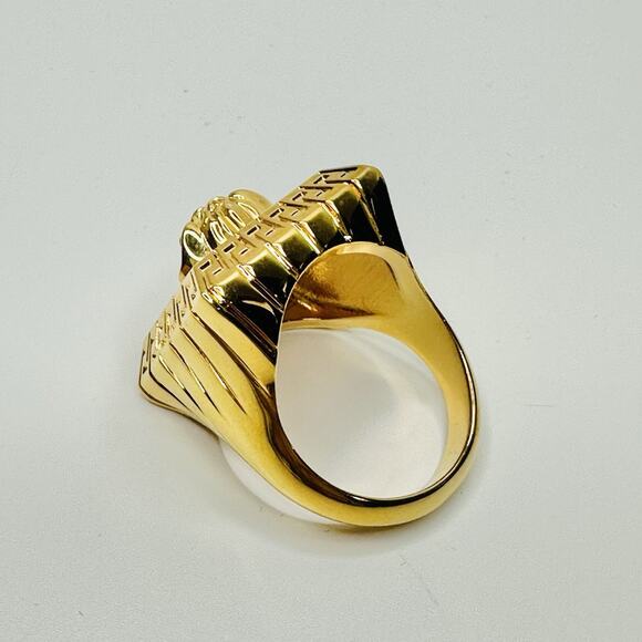 NIB Versace Medusa Head Square Ring 21 US 9.5 Gold Silver Tone Bicolor - Picture 7 of 14